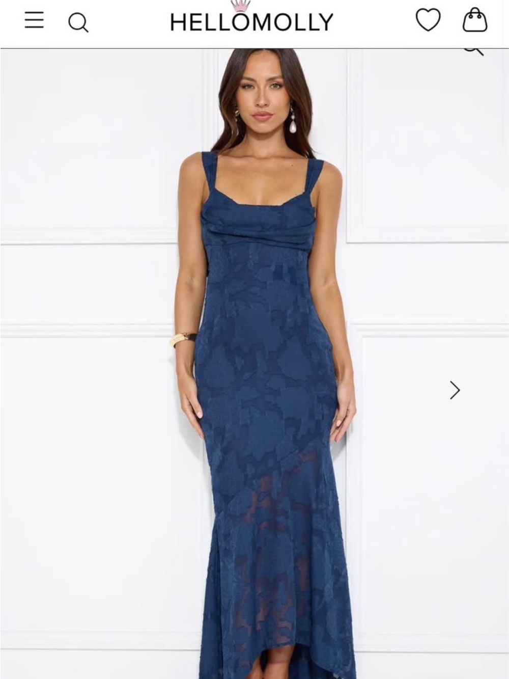 Hello Molly Navy Lace-Overlay Maxi Dress